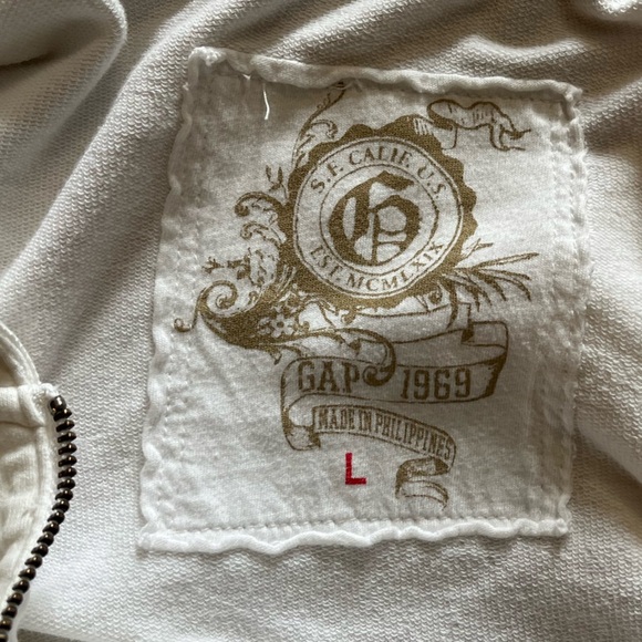 GAP Vintage Soft White Hoodie Rushing Full Zip Long Women’s Large Long Layer Top - Picture 2 of 12